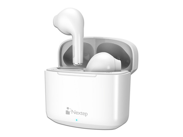 Audífonos Inalámbricos Nextep NE-428B, con Estuche de Carga, Bluetooth, IPX4, Color Blanco.