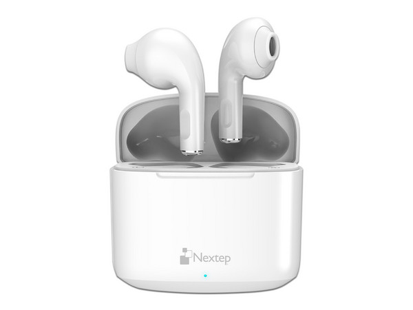 Audífonos Inalámbricos Nextep NE-428B, con Estuche de Carga, Bluetooth, IPX4, Color Blanco.