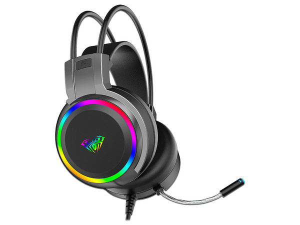 Audífonos Gamer Aula S608, Iluminación RGB, Jack 3.5mm. Color Negro.