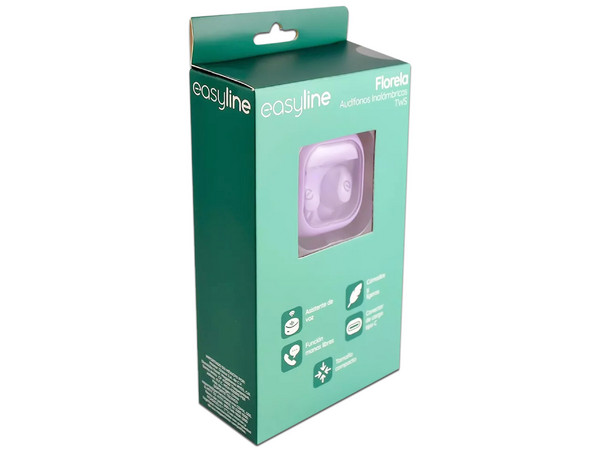 Audífonos inalámbricos Perfect Choice Easy Line TWS Florela, Bluetooth. Color Morado.