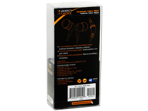 Audífonos Perfect Choice Colors. Negros 
