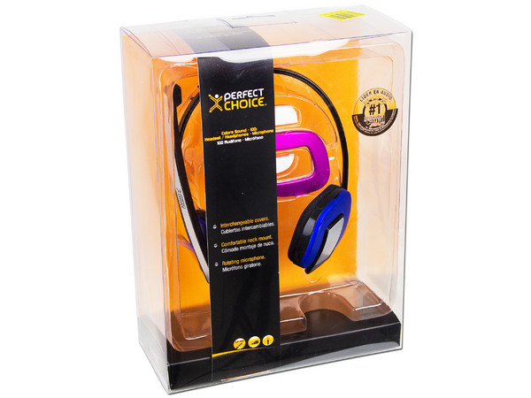 Audífonos con micrófono Perfect Choice Colors Sound 100 con cubiertas intercambiables.