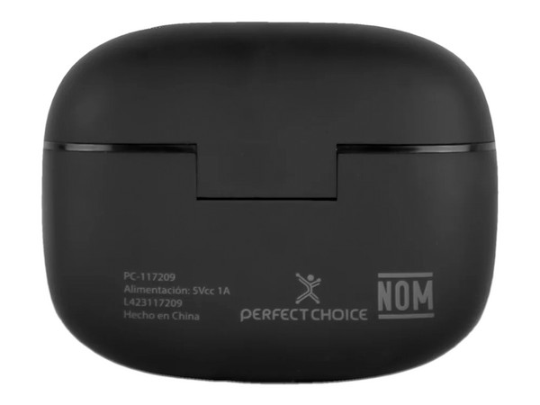 Audífonos Inalámbricos Perfect Choice InTune con Estuche de carga, Bluetooth 5.4. Color Negro.