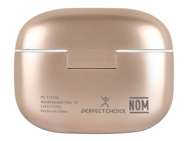Audífonos Inalámbricos Perfect Choice InTune con Estuche de carga, Bluetooth 5.4. Color Beige.