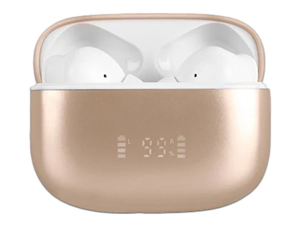 Audífonos Inalámbricos Perfect Choice InTune con Estuche de carga, Bluetooth 5.4. Color Beige.