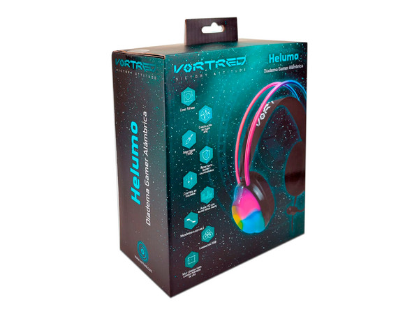 Audífonos Gamer Perfect Choice Helumo RGB, Respuesta de frecuencia 20Hz-20kHz, 3.5mm Color Negro.
