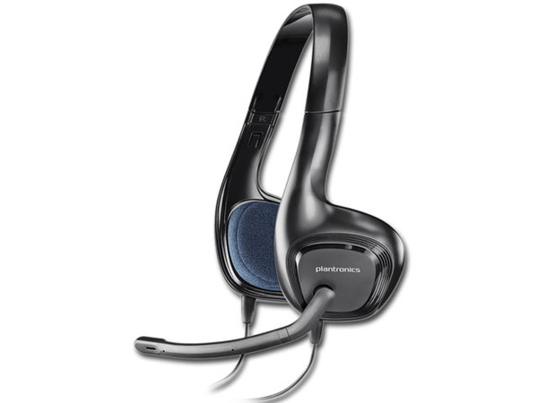 Diadema Plantronics Audio 628 con micrófono, control de volumen y mute.
