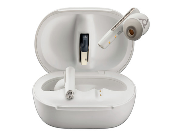 Audífonos Inalámbricos Poly Voyager Free 60+ UC con Estuche de Carga Touch, Bluetooth 5.3. Color Blanco.
