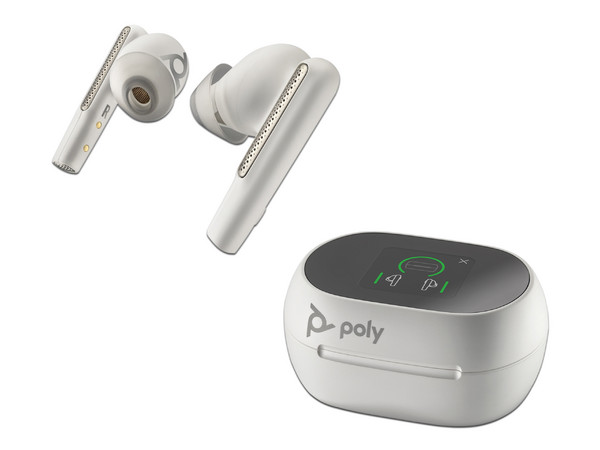 Audífonos Inalámbricos Poly Voyager Free 60+ UC con Estuche de Carga Touch, Bluetooth 5.3. Color Blanco.