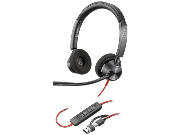 Audífonos Poly Blackwire 3320, USB, Respuesta de Frecuencia 20Hz - 20kHz, Adaptador USB/USB-C, Color Negro.