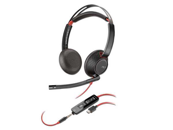 Audífonos tipo Diadema con Micrófono Poly BlackWire 5220, Respuesta de Frecuencia 20Hz-20KHz, USB-C, USB, 3.5mm. Color Negro.