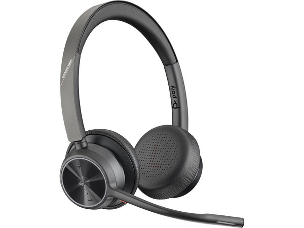 Audífonos Inalámbricos Poly Voyager 4320-M Certificados para Microsoft Teams, con Dongle BT700 y Base de Carga. Color Negro.