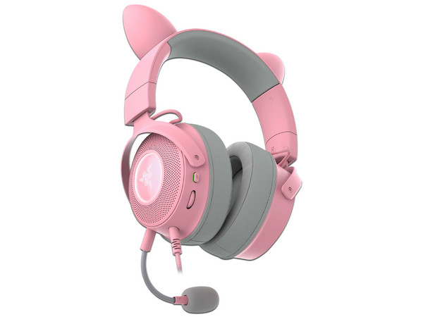 Audífonos Gamer Tipo Diadema Razer KRAKEN KITTY V2 PRO, USB, RGB, Color Rosa.