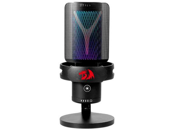 Micrófono Redragon Fenris GM301, Botón Táctil, Respuesta de Frecuencia 50Hz - 20kHz, Iluminación LED, USB. Color Negro.