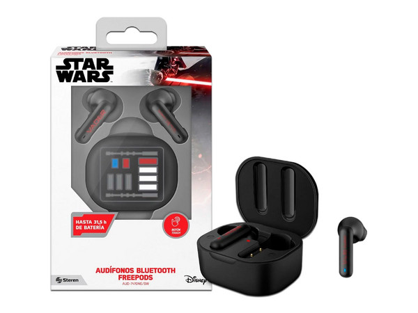 Audífonos Intrauriculares con Micrófono Steren FreePoods Touch, Respuesta de Frecuencia de 20Hz-20kHz, Bluetooth, Edición Darth Vader.