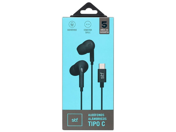 Audífonos STF Mobile ST-E60969, Con Microfono, USB-C. Color Negro.