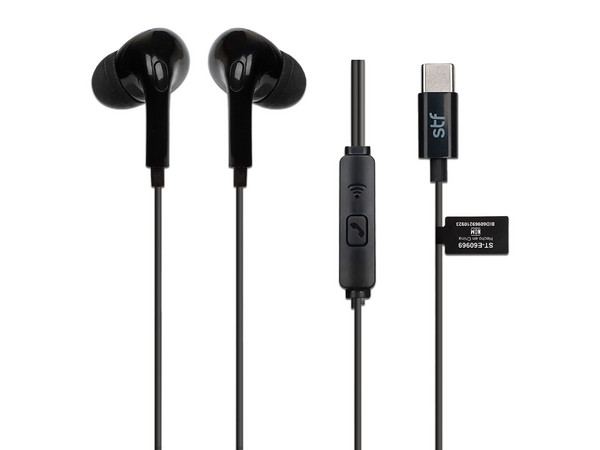 Audífonos STF Mobile ST-E60969, Con Microfono, USB-C. Color Negro.