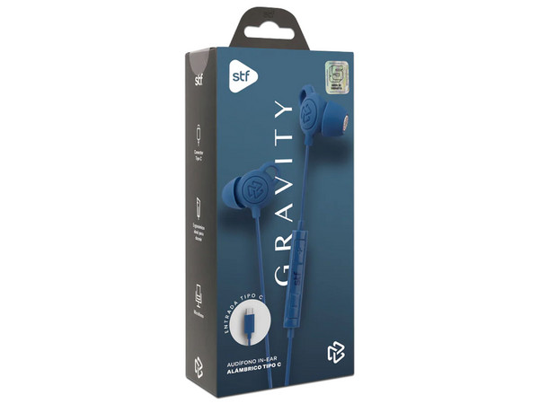 Audífonos STF Mobile Gravity ST-E67613, Con Microfono, Rango de Frecuencia de 20Hz - 20KHz, USB Tipo C. Color Azul.
