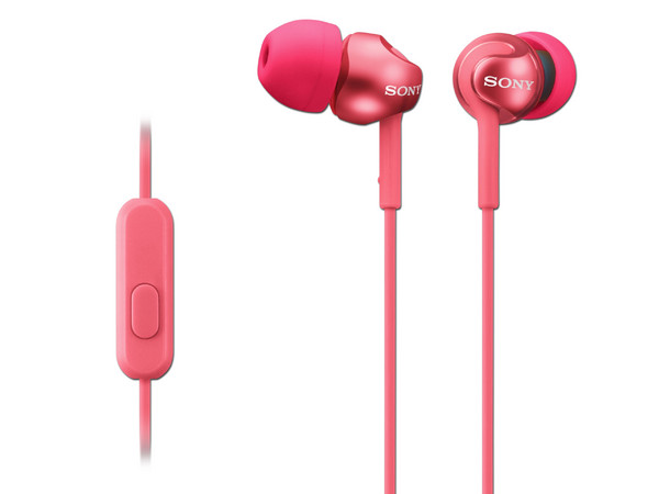 Audífonos Estéreo con micrófono SONY MDR-EX110AP/P, respuesta de frecuencia 5 - 24,000 Hz. Color Rosa.