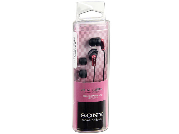 Audífonos SONY MDR-EX36V con control de volumen en el cable. Color Rosa
