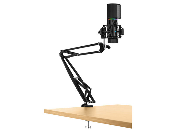 Micrófono Streamplify MIC-48-RGB-MA-BK, Muestreo de 48 KHz a 16 bits, Respuesta de Frecuencia de 100 a 18000 Hz, Cardiode, USB, Brazo Incluido. Color Negro.