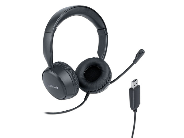 Audífonos tipo Diadema con Micrófono TechZone TZACDII02, Respuesta de frecuencia 20Hz-20kHz, USB. Color Negro.
