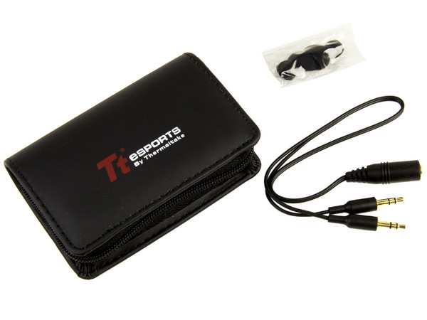 Audifonos Tt eSports Isurus con micrófono en el cable. Color Rojo