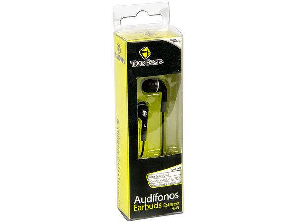 Audífonos TrueBasix Earbuds Estéreo Hi-Fi Muae-001. Color Negro.