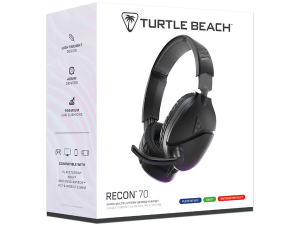 Audífonos Turtle Beach EarForce Recon 70, Alámbrico 3.5mm,para Xbox/PlayStation. Color Negro