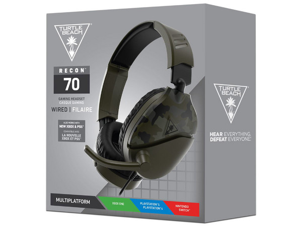 Audífonos Turtle Beach EarForce Recon 70, Alámbrico 3.5mm, para PS4 Pro, PS4 y PS5. Color Verde Camuflaje