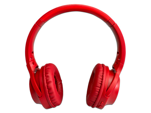 Audífonos con micrófono Vorago HPB-200, rango de respuesta 20Hz-20KHz, Bluetooth, 3.5mm. Color Rojo.