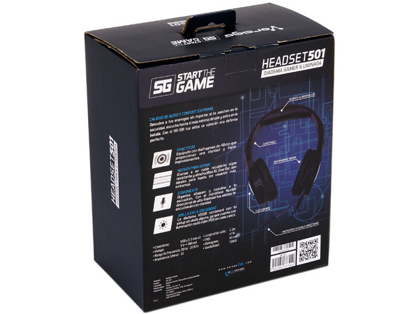 Audífonos con Micrófono Vorago Gaming Headset 501, respuesta de frecuencia 20-20000 Hz, RGB.
