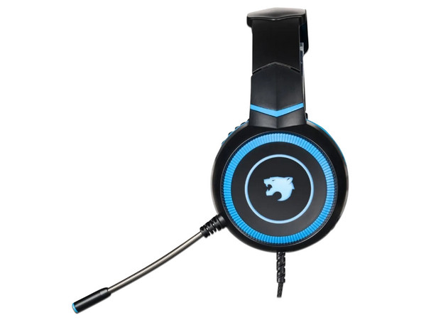 Audífonos Gamer con micrófono Yaguaret Quimera, Iluminación LED, USB, 3.5mm. Color Negro/Azul.