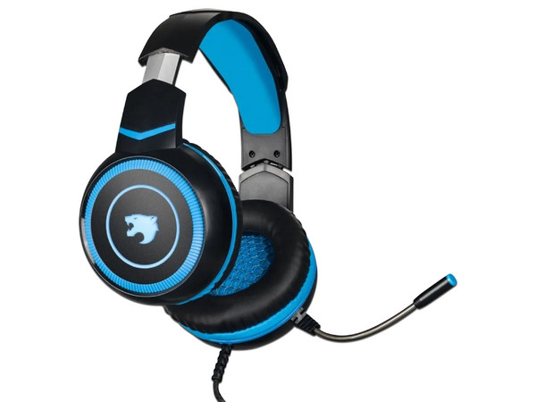 Audífonos Gamer con micrófono Yaguaret Quimera, Iluminación LED, USB, 3.5mm. Color Negro/Azul.