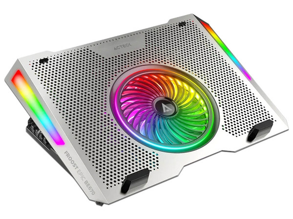 Base para Laptops Acteck Froost Epic BE670, Ventilador Integrado, RGB, 5 Niveles de Ajuste, Color Blanco.