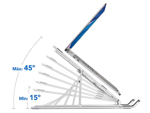 Base para Laptop BRobotix 263564 con inclinación ajustable.