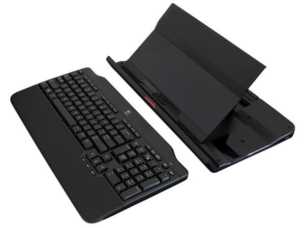 Logitech Alto Cordless eleva la pantalla de la computadora portátil y proporciona un teclado inalámbrico de tamaño estándar y un concentrador USB.