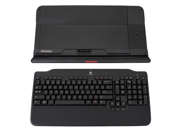 Logitech Alto Cordless eleva la pantalla de la computadora portátil y proporciona un teclado inalámbrico de tamaño estándar y un concentrador USB.