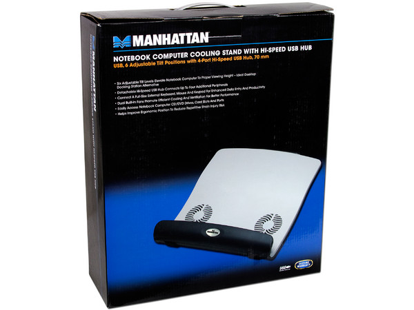 Base para Laptop Manhattan, 2 Ventiladores y HUB de 4 puertos USB, para laptop de hasta 17