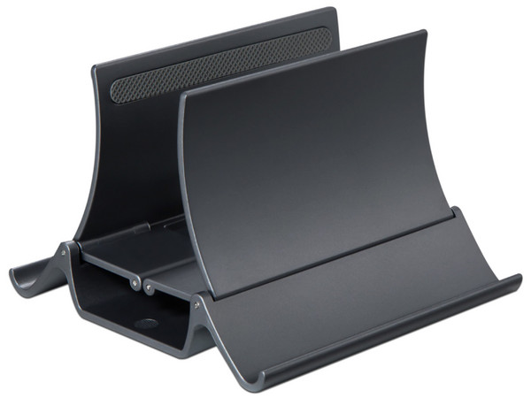 Soporte Vertical OvalTech OVDESK-LAP 2 en 1 para Laptop y Celular. Color Negro.