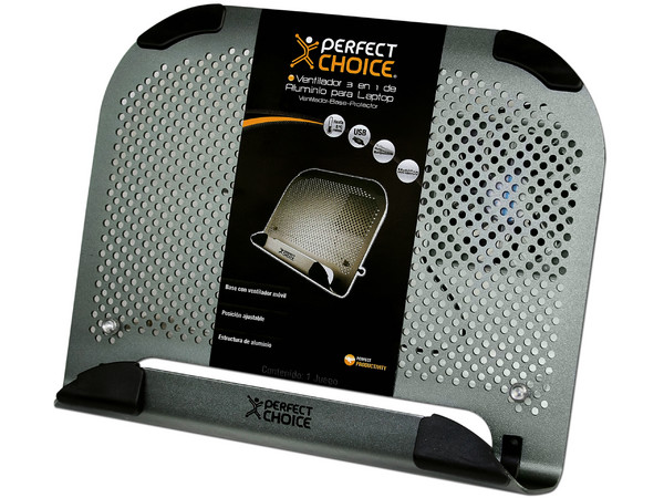 Base de Alumino para Laptop Perfect Choice con ventilador. Color Gris