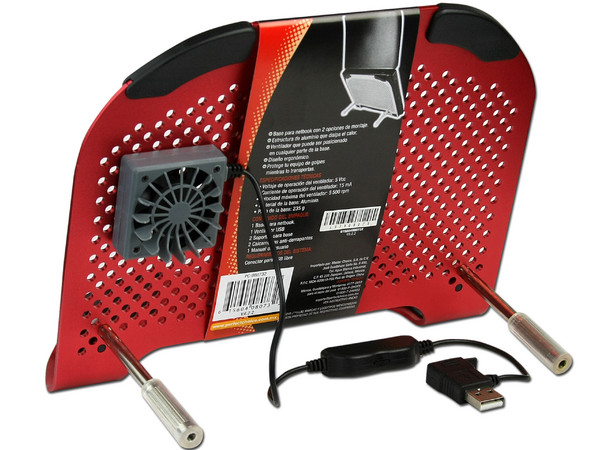 Base de Alumino para Netbook  Perfect Choice con ventilador. Color Roja