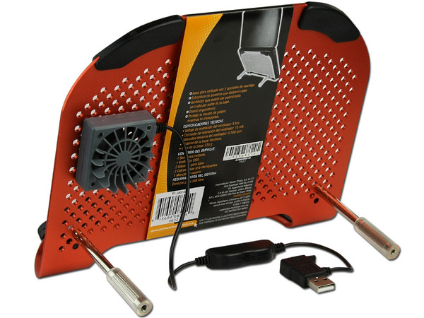 Base de Aluminio para Netbook  Perfect Choice con ventilador. Color Naranja