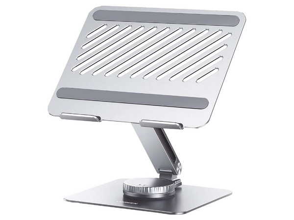 Soporte giratorio de aluminio para laptop con rotación de 360 y función de bloqueo, compatible con laptops de 10 hasta 17.3