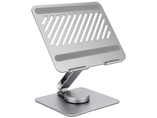 Soporte giratorio de aluminio para laptop con rotación de 360 y función de bloqueo, compatible con laptops de 10 hasta 17.3