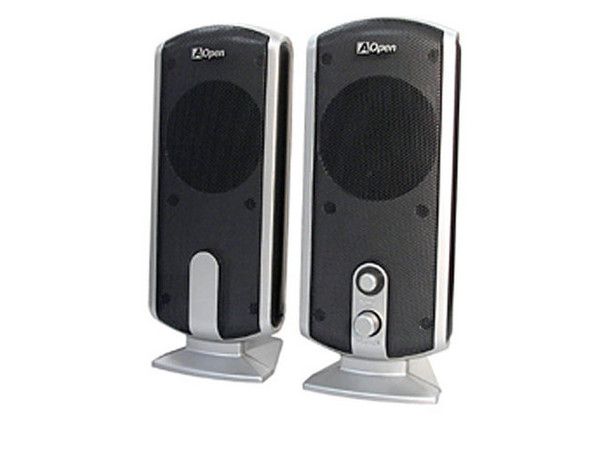 Bocinas AOpen MS230 de 230 Watts P.M.P.O., USB. Color Negro/Plateado