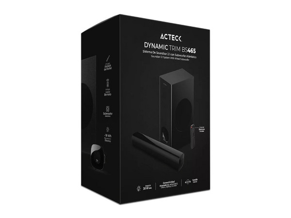 Barra de Sonido Inalámbrica Acteck Dynamic Trim BS465 de 30W, Subwoofer de 30W, Bluetooth 5.0, HDMI.