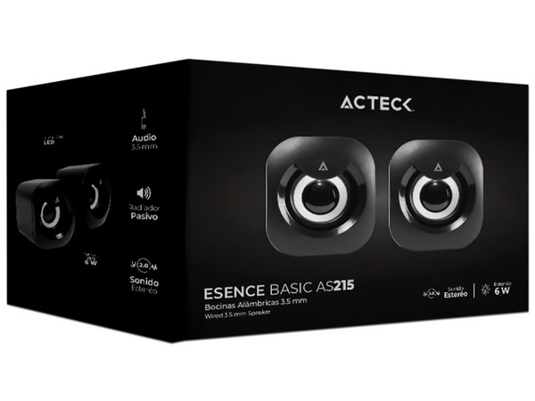 Bocinas Acteck AS215, Potencia de altavoces RSM 3W, 3.5mm. Color Negro.