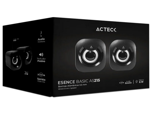 Bocinas ACTECK ESENCE BASIC AS215, 3.5mm. Color Negro