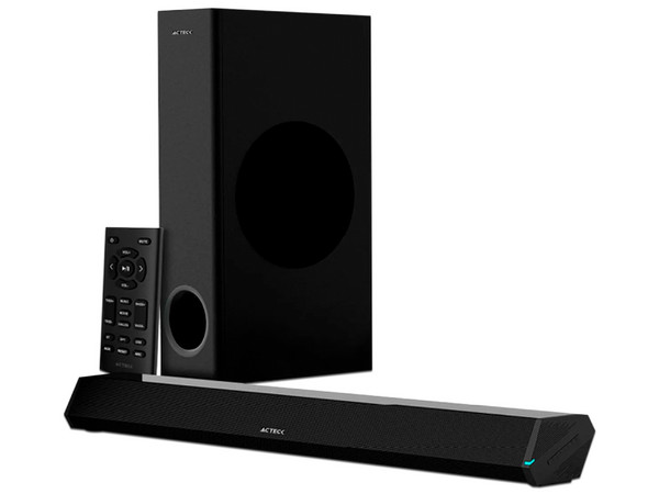 Barra de Sonido Acteck Dynamic Trim BS670 con Subwoofer, Bluetooth 5.0, HDMI, USB. Color Negro.